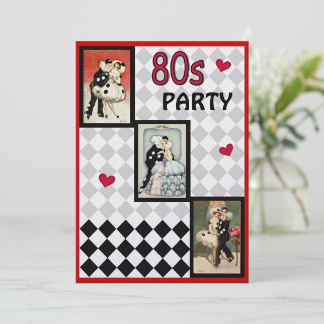 Convite para Mascarada de Pierrot (Em pé/Frente)