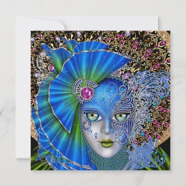 Convite para mascarada Mardi Gras (Frente)