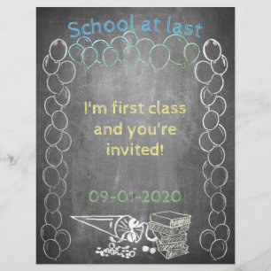 Convite para matrícula escolar no quadro negro