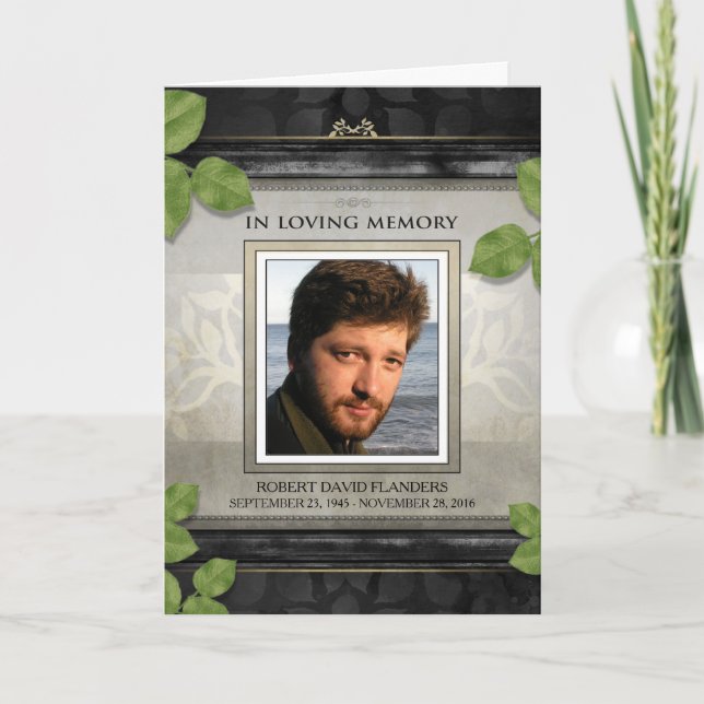 Convite para Memória de Foto Dourada Preta Folha (Frente)