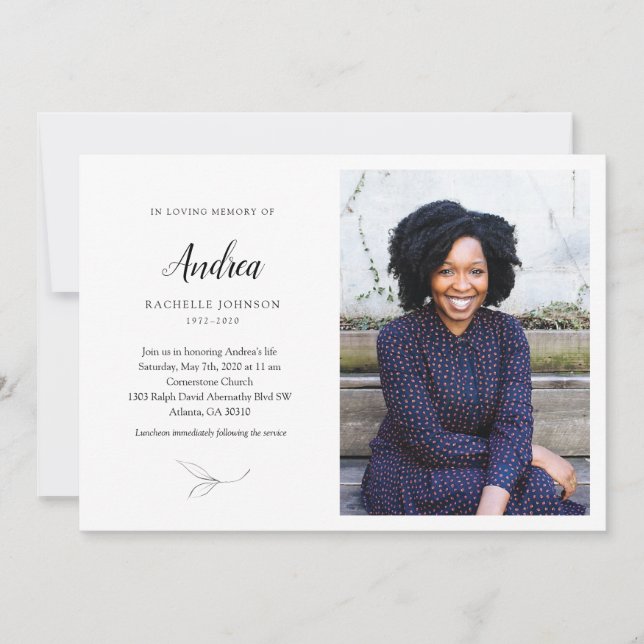 Convite para Memorial de Folhas Graciosas com Foto (Frente)