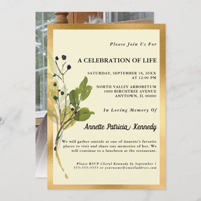 Convite para Memorial de Fotografias Douradas Botâ (Frente/Verso)