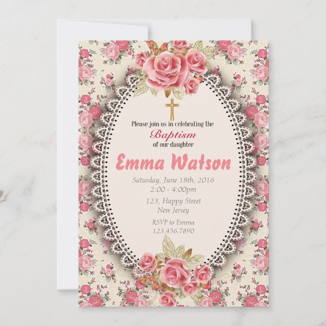 Convite Para Menina Batismo (Frente)