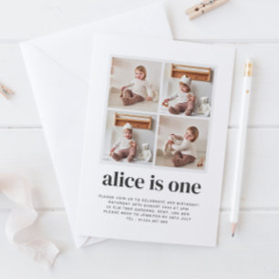 Convite para Menina de 1º Aniversário em Colagem d