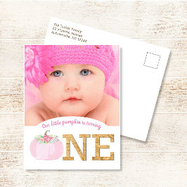 Convite para Menina de 1º Aniversário Little Pumpk