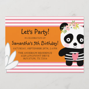 Convite para Menina de Aniversário de Panda