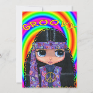 Convite para Menina Púrpura Paisley Hippie