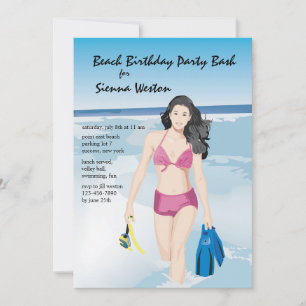 Convite para Menina Snorkeler