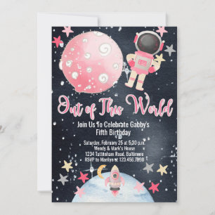 Convite para Meninas do Astronauta Espacial do Mun