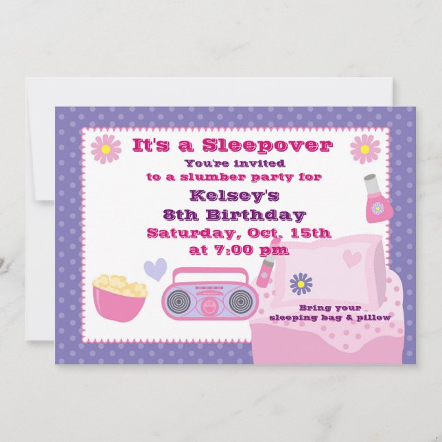 Convite para Meninas do Partido Deslizante Sleepov (Frente)