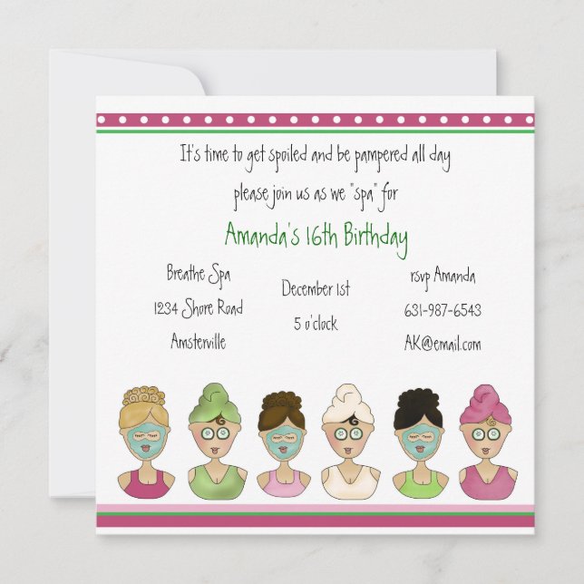 Convite para Meninas Spa (Frente)