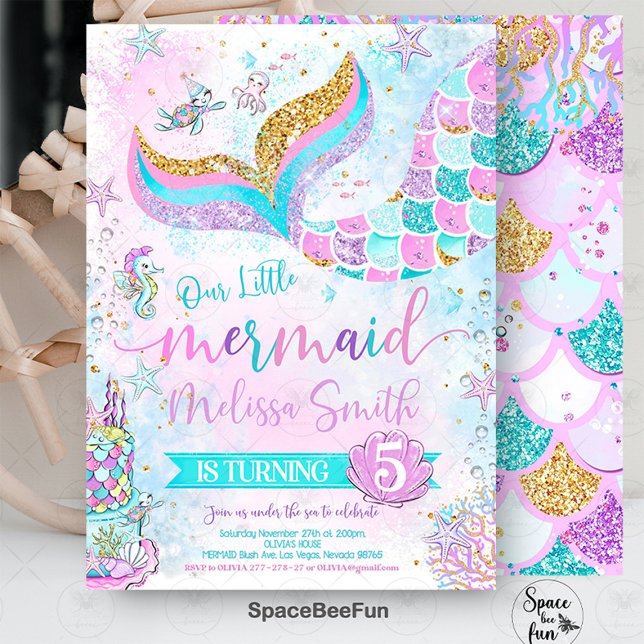 Convite para Mermaid Aniversário Convite para Merm (Mermaid Birthday Invitation Mermaid Party invite
Mermaid Birthday Invitation Mermaid Party invite, P)