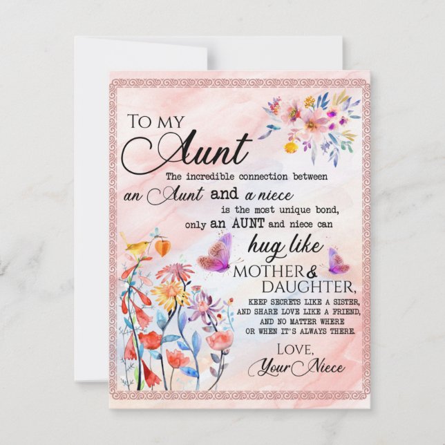 Convite Para Minha Tia Presente, Borboleta Presente Da sob (Frente)