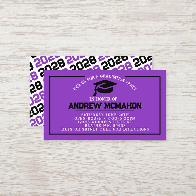 Convite para Mini Graduação de Púrpura e Preta (Purple and Black Mini Graduation Invites for Friends, Team Mates or as Inserts!)