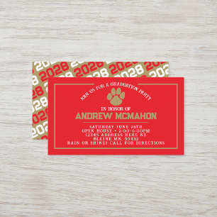 Convite para Mini Graduação Pawprint Vermelho e Do