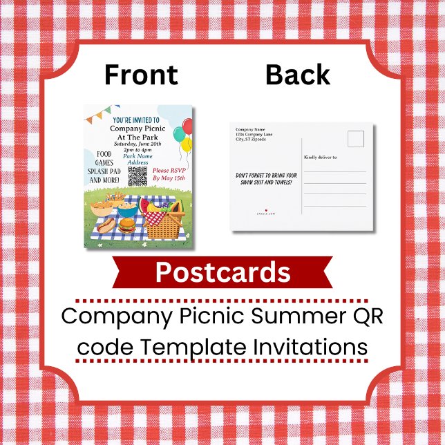Convite para Modelo de código QR para Picnic Summe (Company Picnic QR code Template Postcard Invitations)