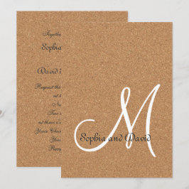 Convite para Monograma de Casamento de Cortiça de 