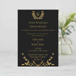 Convite para Monograma Dourado no 50º aniversári