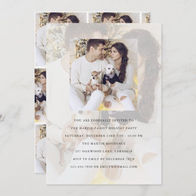 Convite para múltiplas fotos de festas de feriado  (Frente/Verso)