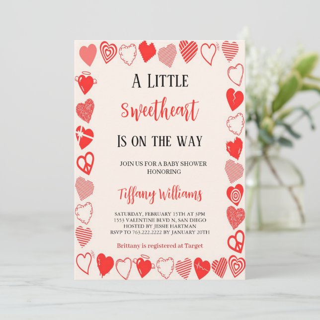 convite para namorados de amor vermelho (Em pé/Frente)