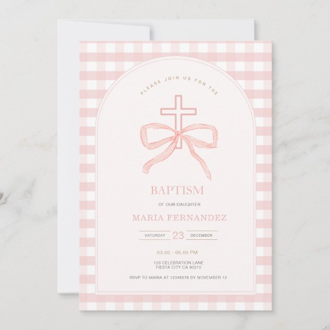 Convite para Natal de Coquette de Arco Rosa Pêsseg (Frente)