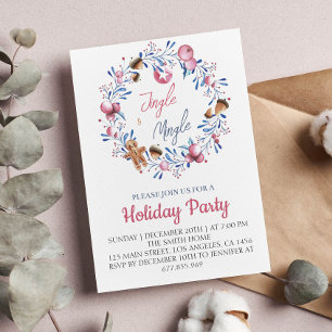 Convite para Natal Watercolor Jingle e Mingle
