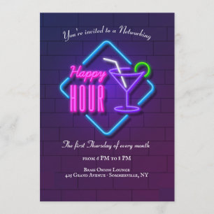 Convite para Networking da Happy Hour Neon