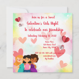 Convite para Noite das Garotas na Galentine's
