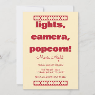 Convite para Noite de Filme com Luzes Divertidas e