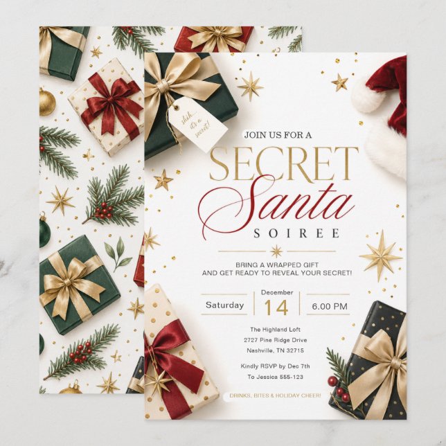 Convite para Noite de Papai Noel Secreto (Frente/Verso)