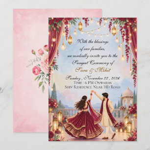 Convite para Noite de Sangeet de Casamento Indiano