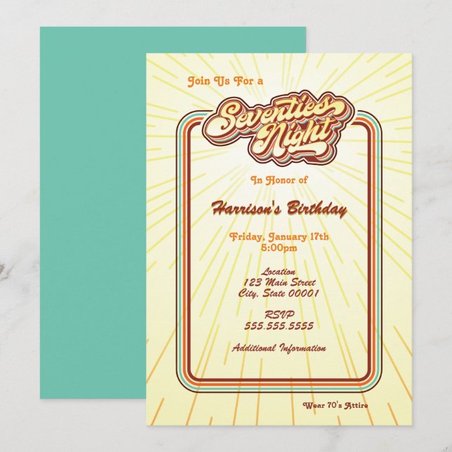 Convite para Noite dos Anos 70 (Frente/Verso)
