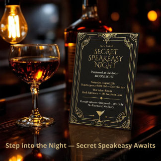 Convite para Noite Secreta de Speakeasy - Anos 20