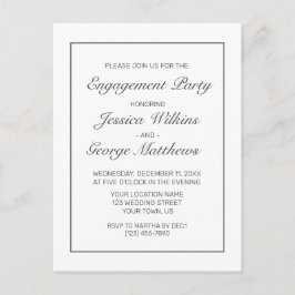 Convite para Noivado Branco minimalista moderno