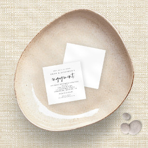 Convite para Noivado Branco Preto de Script Simple