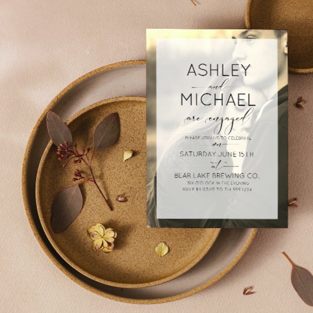 Convite para Noivado de Fotografia Sepia Kraft (Engaged & Excited! Join Us for the Party 🥂💍 [Personalize Here])