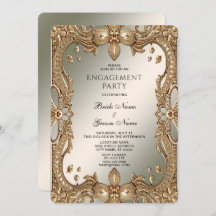 Convite para Noivado de Quadro de Ornamentado Dour