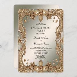 Convite para Noivado de Quadro de Ornamentado Dour