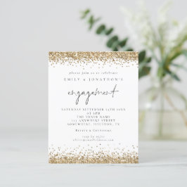 Convite para Noivado de Script de Glitter Dourado