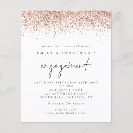 Convite para Noivado de Script Glitter Dourado do