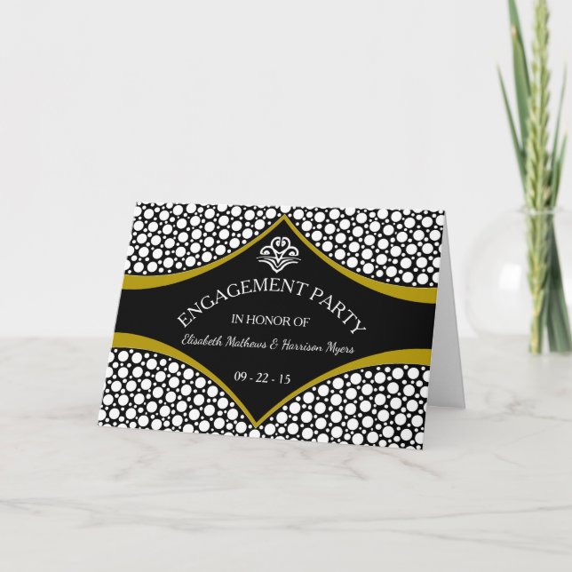 Convite para Noivado Dourado de Casamento Diamond (Frente)