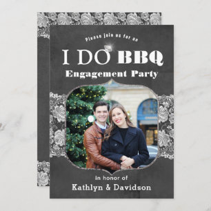 Convite para Noivado Elegante Lace Photo I DO