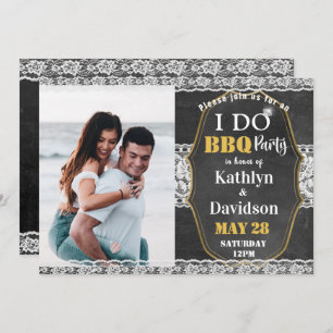 Convite para Noivado Elegante Lace Photo I DO