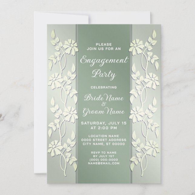 Convite para Noivado Floral Amarelo Verde (Frente)