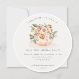 Convite para Noivado Floral de Pumpkin Branco Cor-