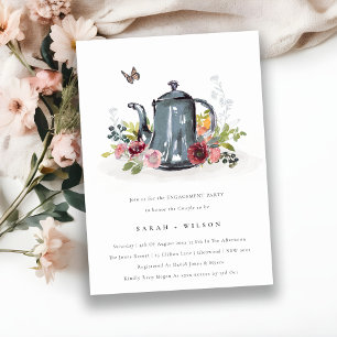 Convite para Noivado Floral de Rosa de Folheto Cut