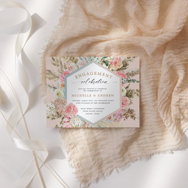 Convite para Noivado Floral Moderno Bohemian (Criador carregado)