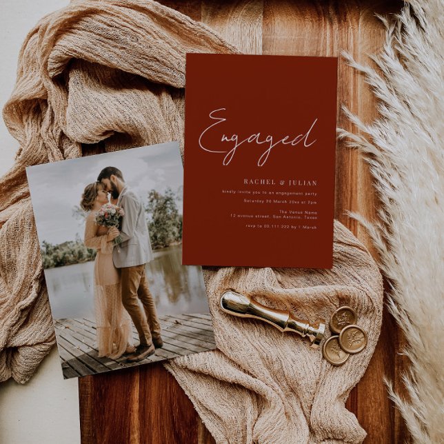 convite para noivado moderno de script thin (Criador carregado)