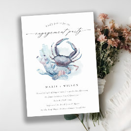 Convite para Noivado Náutico de Pastel Crab Coral