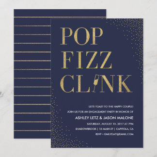 Convite para Noivado pop Fizz Clink Wedding